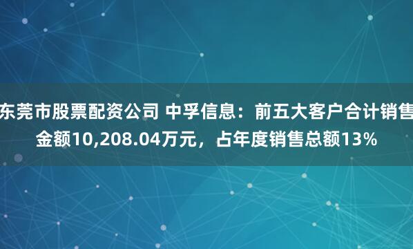 东莞市股票配资公司 中孚信息：前五大客户合计销售金额10,208.04万元，占年度销售总额13%